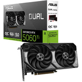 Asus Dual Geforce Rtx 5060 Ti 16gb Gddr7 Oc Edition 128 Bit Memory, 2632 Mhz Boost Clock, 28 Gbps Memory Speed, 4608 Cuda Cores